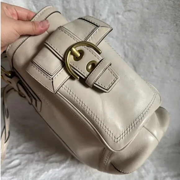 Coach SOHO Cream Leather LG Pocket Tote Bag Satchel 10049 - Picture 3 of 8